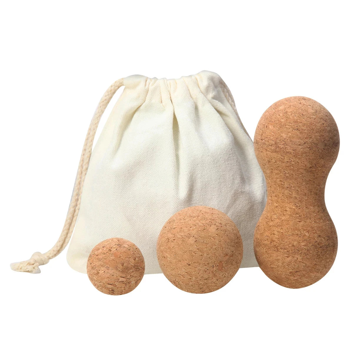 Natural Cork Massage Ball Set – 3 in 1 with Cotton Case