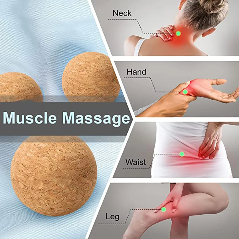 Natural Cork Massage Ball Set – 3 in 1 with Cotton Case