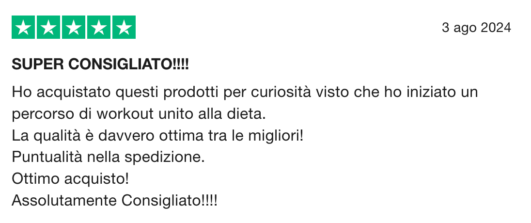 Recensione a 5 stelle per Fitnexfly: prodotti di alta qualità per workout e yoga, con spedizione puntuale e soddisfazione garantita.